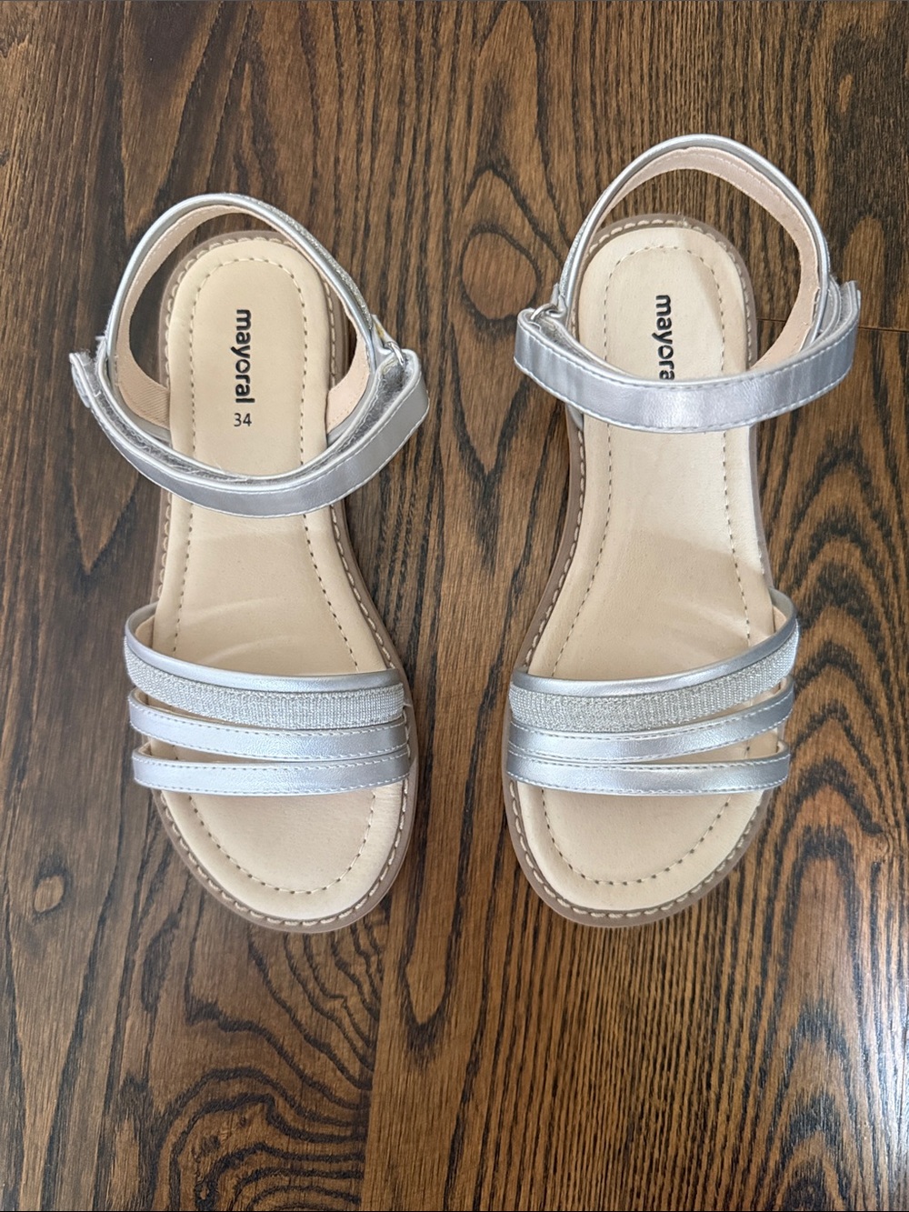 Mayoral Metallic Silver Strappy Ankle-Closure Sandals